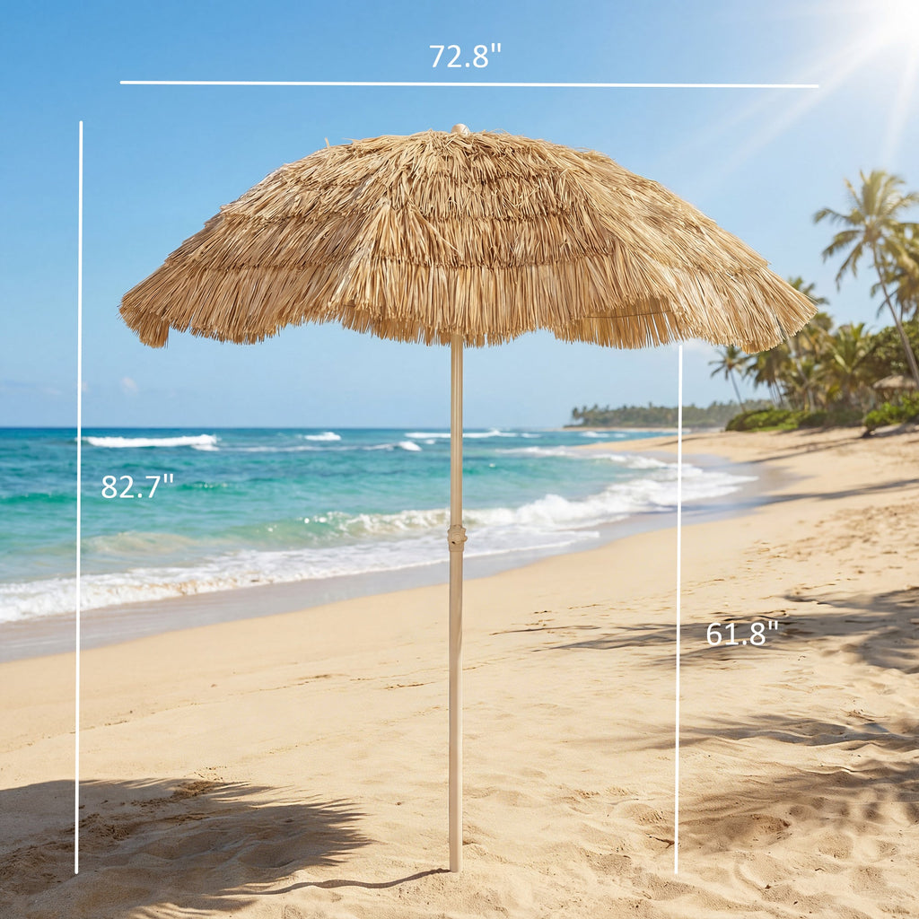 6FT Tiki Umbrella with 8 Ribs and Carry Bag, Khaki