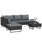 5-Seat L-Shaped Rattan Sofa Set with Adjustable Back, Cushions & Table Dark Grey