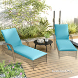 2-Piece Outdoor Lounge Chair Cushions, 76" x 23", Light Blue