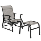 2-Piece Outdoor Glider Chair with Ottoman and All-Weather Breathable Mesh, Gray