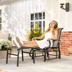 2-Piece Outdoor Glider Chair with Ottoman and All-Weather Breathable Mesh, Brown