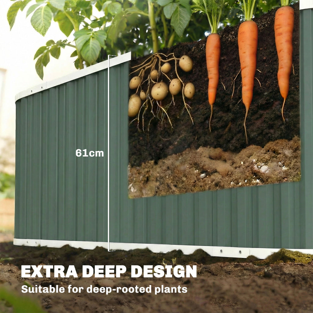 5' x 2' x 2' Galvanized Raised Garden Bed with Gloves, Light Green