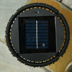 24" Wicker Solar Floor Lamp with Auto On/Off LED Lights, Black