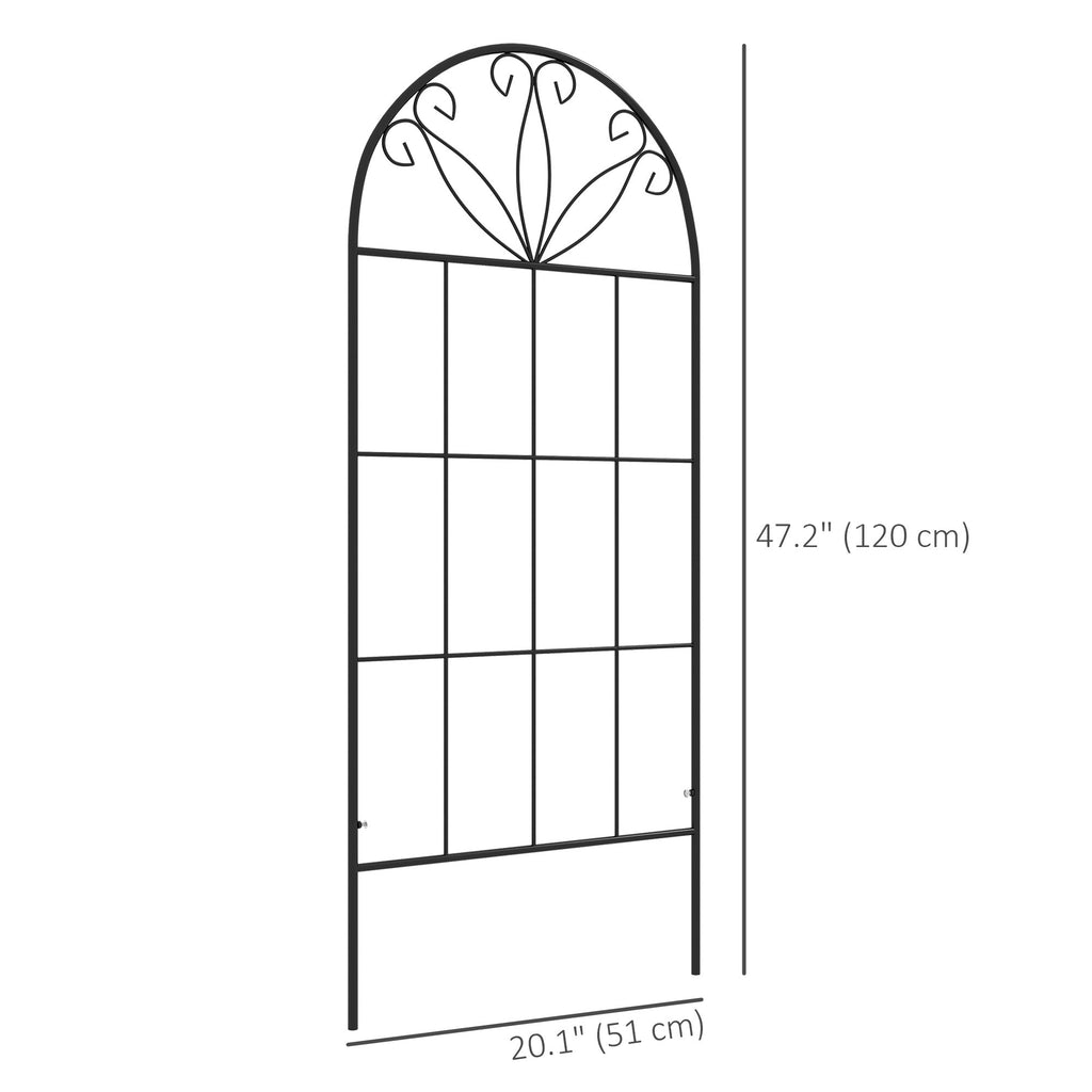 2 Pack Metal Garden Trellis Panels, 20" x 47", Black