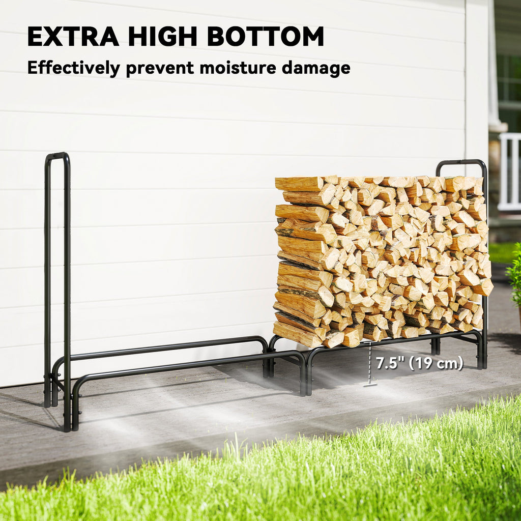 Heavy-Duty Firewood Rack with Waterproof Cover in Dark Green, 78.7" x 14.2" x 39"