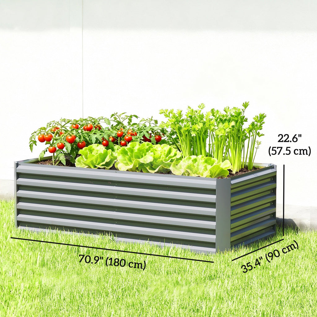 6' x 3' x 2' Galvanized Raised Garden Bed for Vegetables, Light Grey