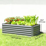 6' x 3' x 2' Galvanized Raised Garden Bed for Vegetables, Light Grey