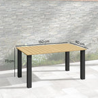 150 x 90 x 73 cm Garden Dining Table with Parasol Hole, Brown