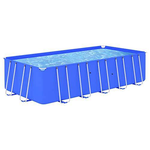212.6in x 106.3in x 48in Steel Frame Above Ground Swimming Pool, Blue