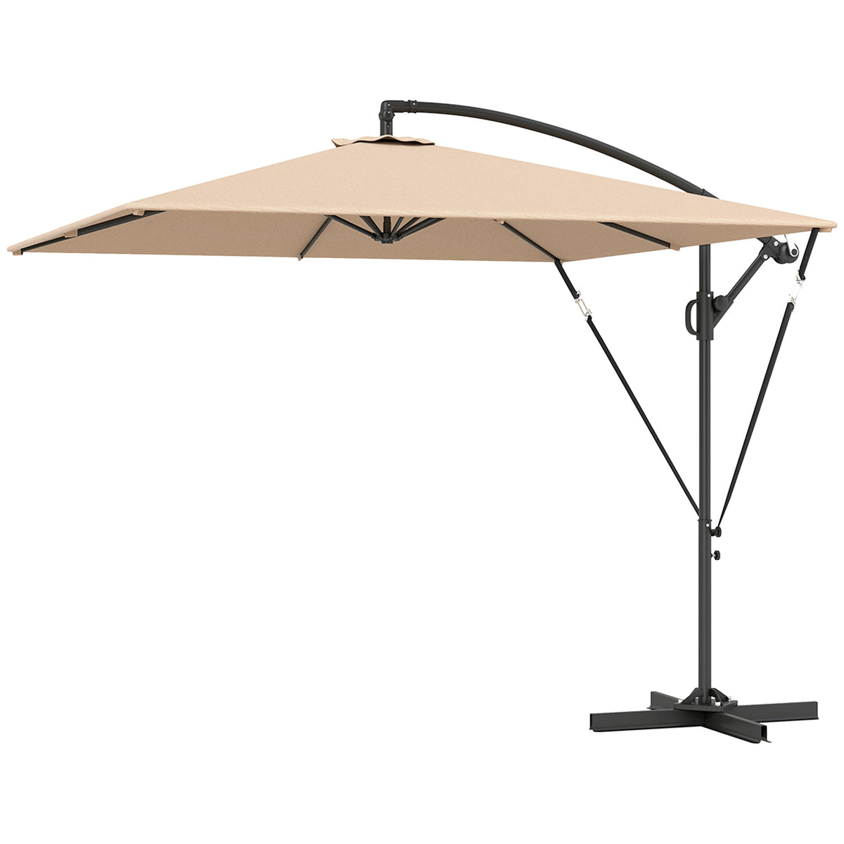Offset Patio Umbrella with Base, Cover and Tilt Function, Khaki