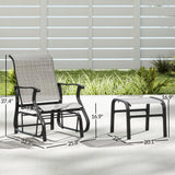 2-Piece Outdoor Glider Chair with Ottoman and All-Weather Breathable Mesh, Gray