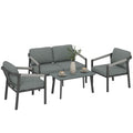 4 Seater Aluminium Garden Furniture Set with Loveseat, Black