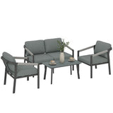 4 Seater Aluminium Garden Furniture Set with Loveseat, Black