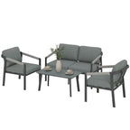 4 Seater Aluminium Garden Furniture Set with Loveseat, Black
