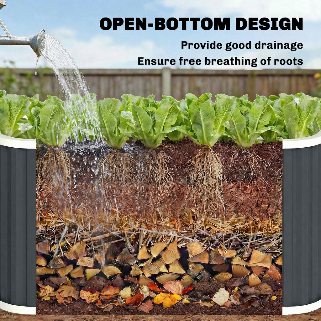 5' x 2' x 2' Galvanized Raised Garden Bed with Gloves, Dark Grey