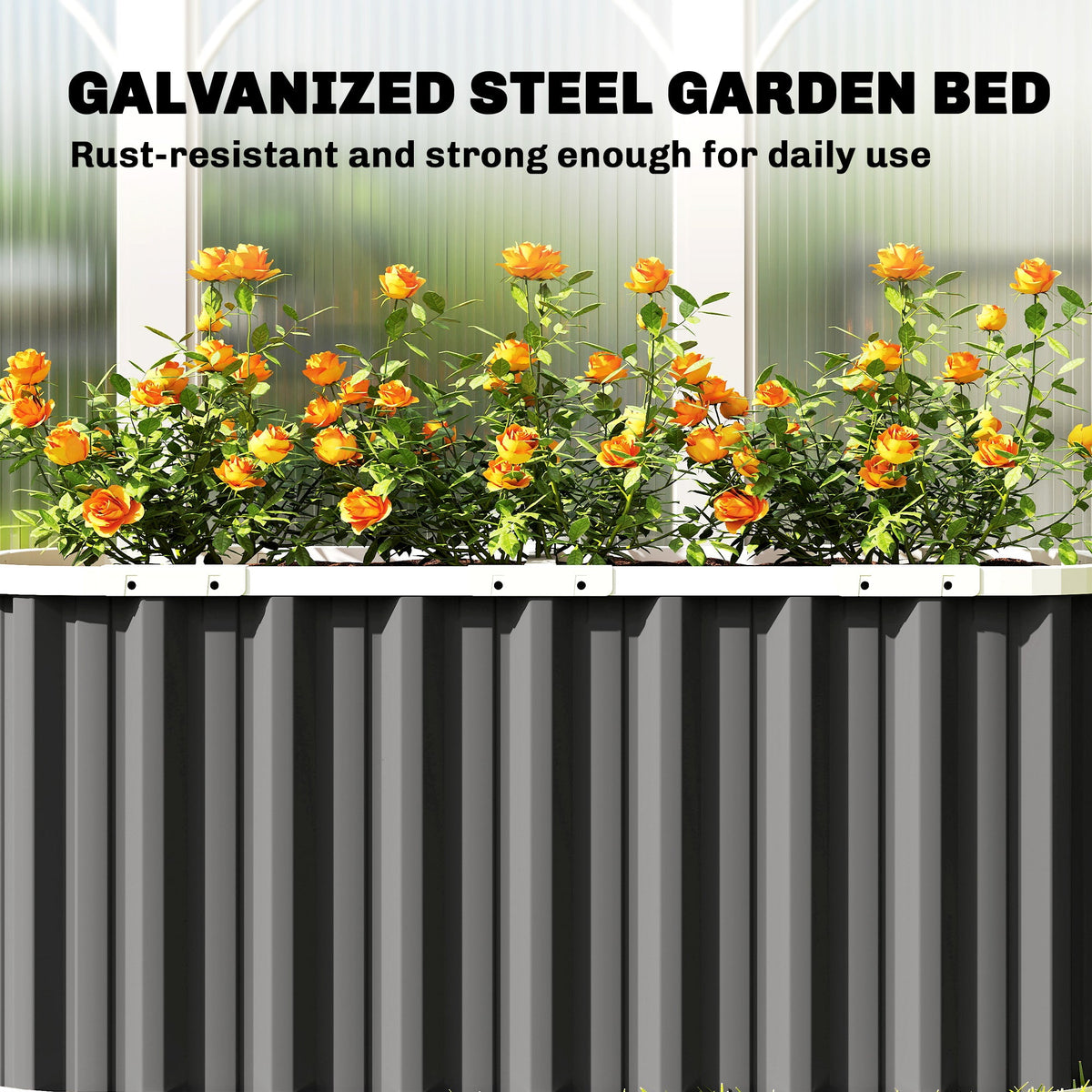 5' x 2' x 2' Galvanized Raised Garden Bed with Gloves, Dark Grey