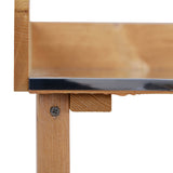 Wooden Potting Bench with Metal Top, Shelf and Hooks, Natural