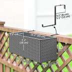 2 Pack 20" Railing Planter Boxes with Hooks and Drainage, Grey