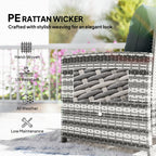 5-Piece Rattan Sofa Set with Ottomans, 2-Tier Glass Table, Grey/Dark Grey