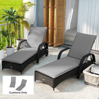 2-Piece Outdoor Lounge Chair Cushions, 76" x 23", Gray