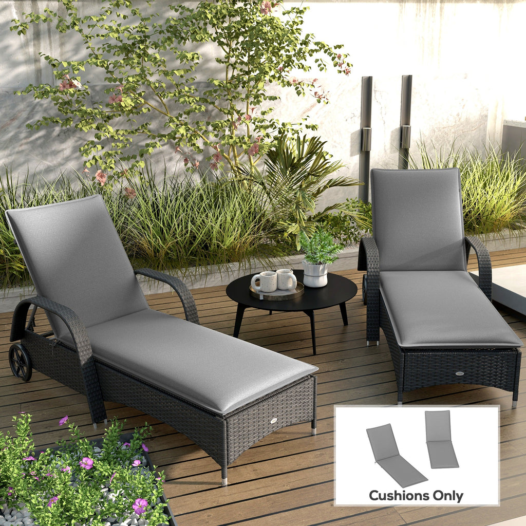 2-Piece Outdoor Lounge Chair Cushions, 76" x 23", Gray