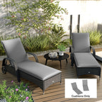 2-Piece Outdoor Lounge Chair Cushions, 76" x 23", Gray
