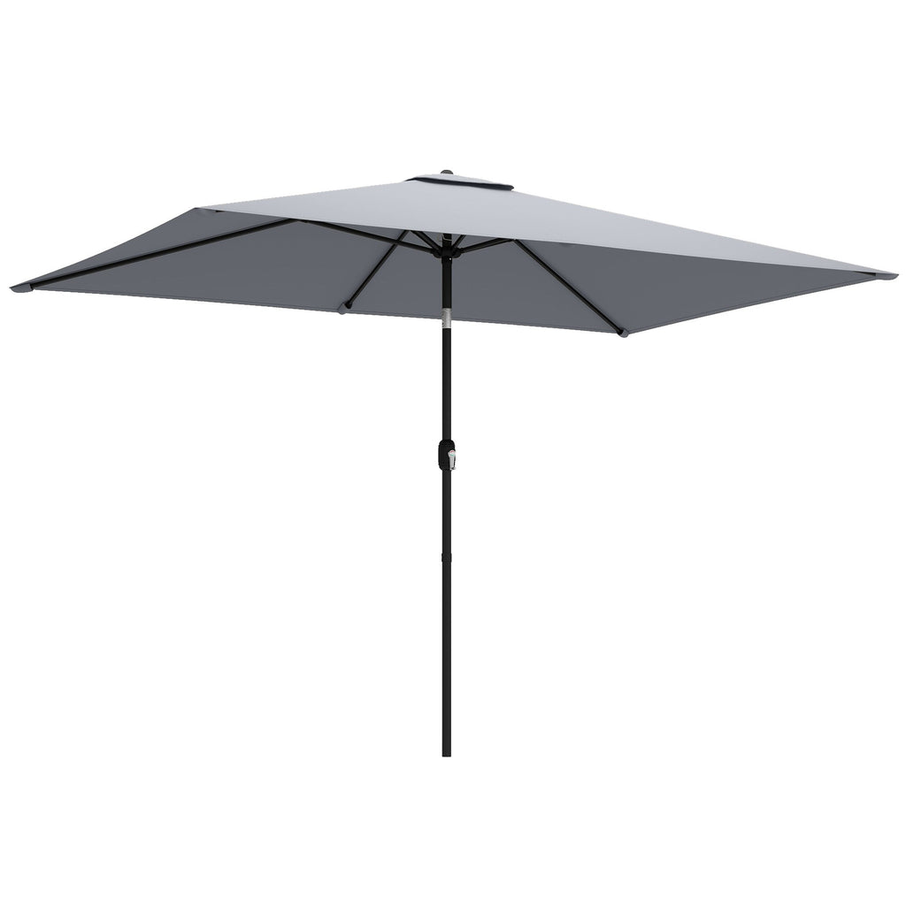 3 x 2 m Garden Parasol with Crank Handle and Tilt Function, Light Grey