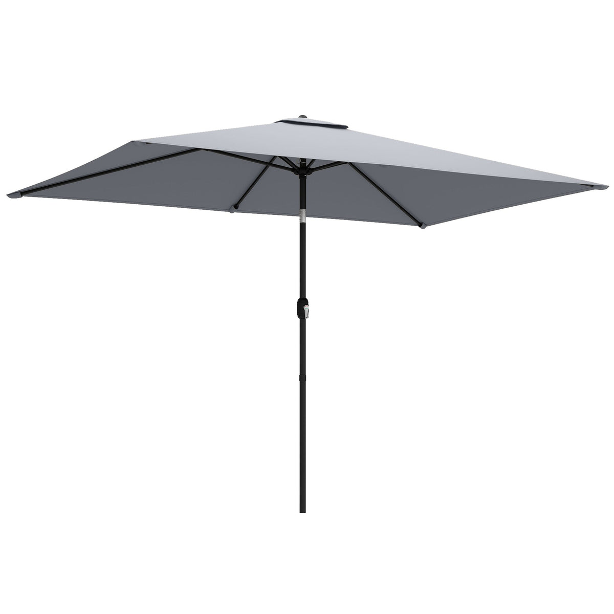 3 x 2 m Garden Parasol with Crank Handle and Tilt Function, Light Grey
