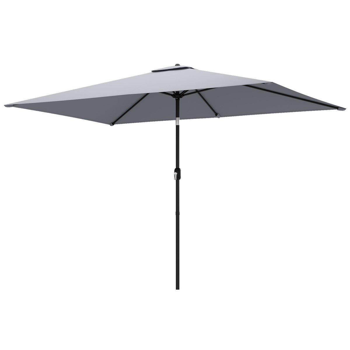 3 x 2 m Garden Parasol with Crank Handle and Tilt Function, Light Grey