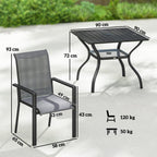 5 Piece Garden Dining Set with Stackable Chairs and Parasol Hole, Dark Grey