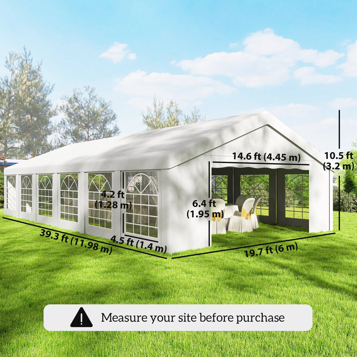 20' x 40' Heavy Duty Party Tent and Carport with 12 Sidewalls, White