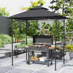 8' x 5' Grill Gazebo with Shelves and Baskets, Dark Gray
