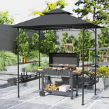 8' x 5' Grill Gazebo with Shelves and Baskets, Dark Gray