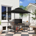 8' x 5' Grill Gazebo with Shelves and Baskets, Dark Gray