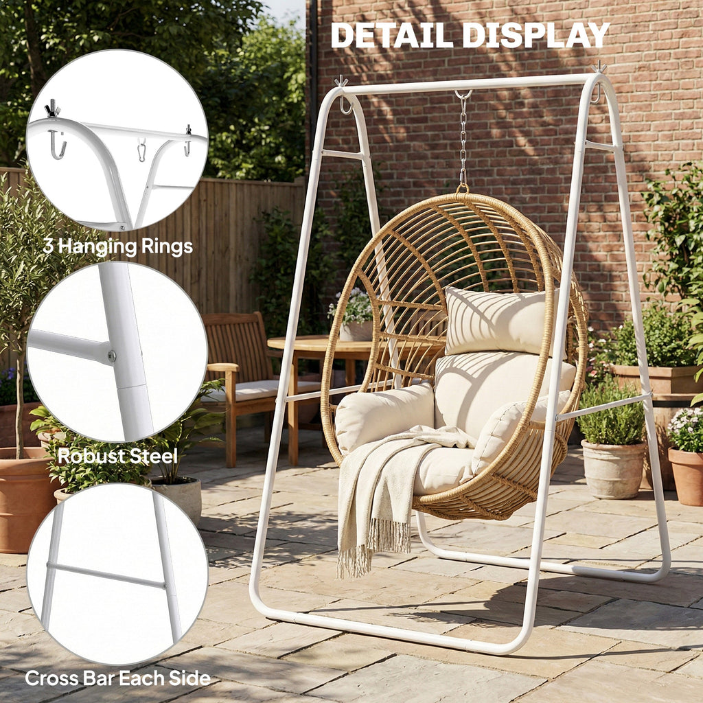 Hammock Chair Stand with Steel Frame, 330 LBS Capacity, White