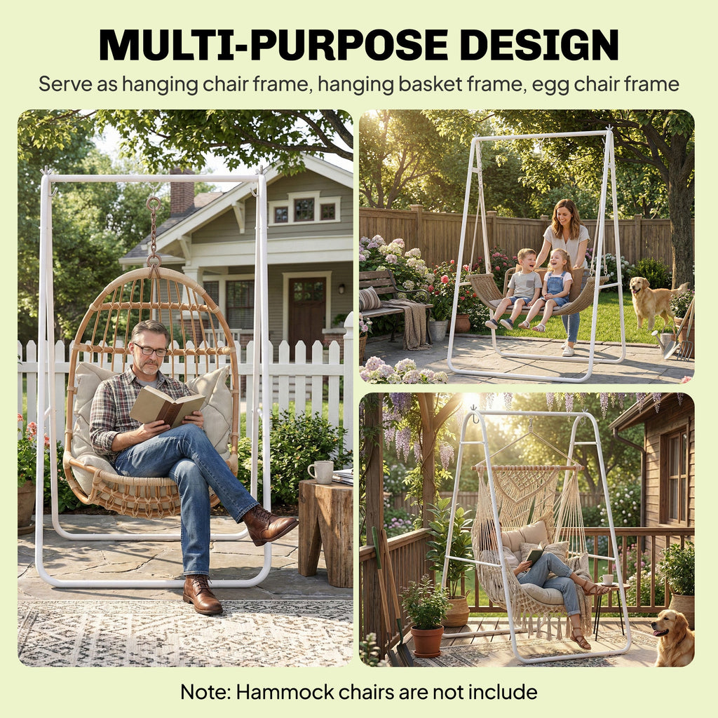 Hammock Chair Stand with Steel Frame, 330 LBS Capacity, White