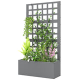24" x 9" x 44.5" Raised Garden Bed with Trellis and Drainage, Gray