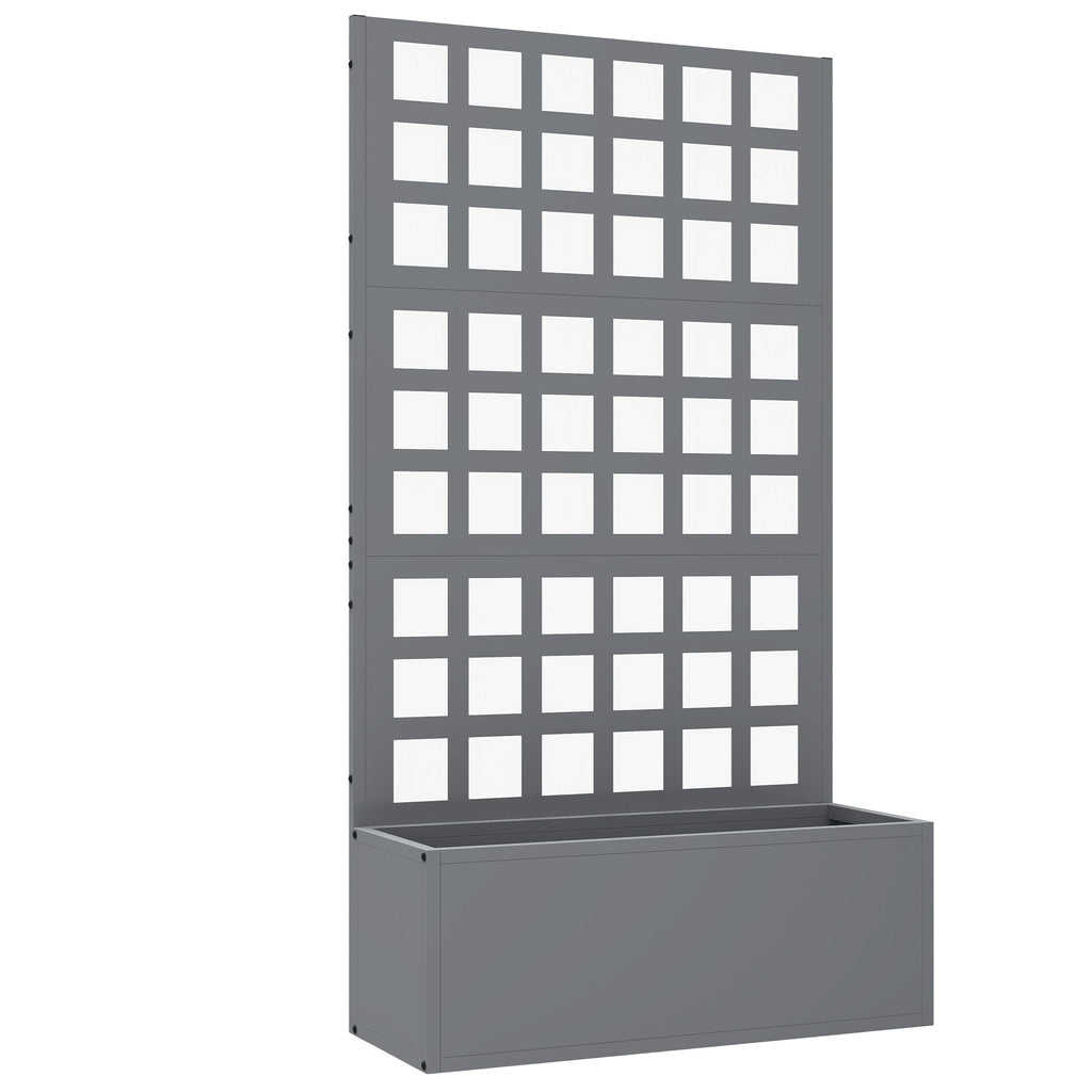 24" x 9" x 44.5" Raised Garden Bed with Trellis and Drainage, Gray