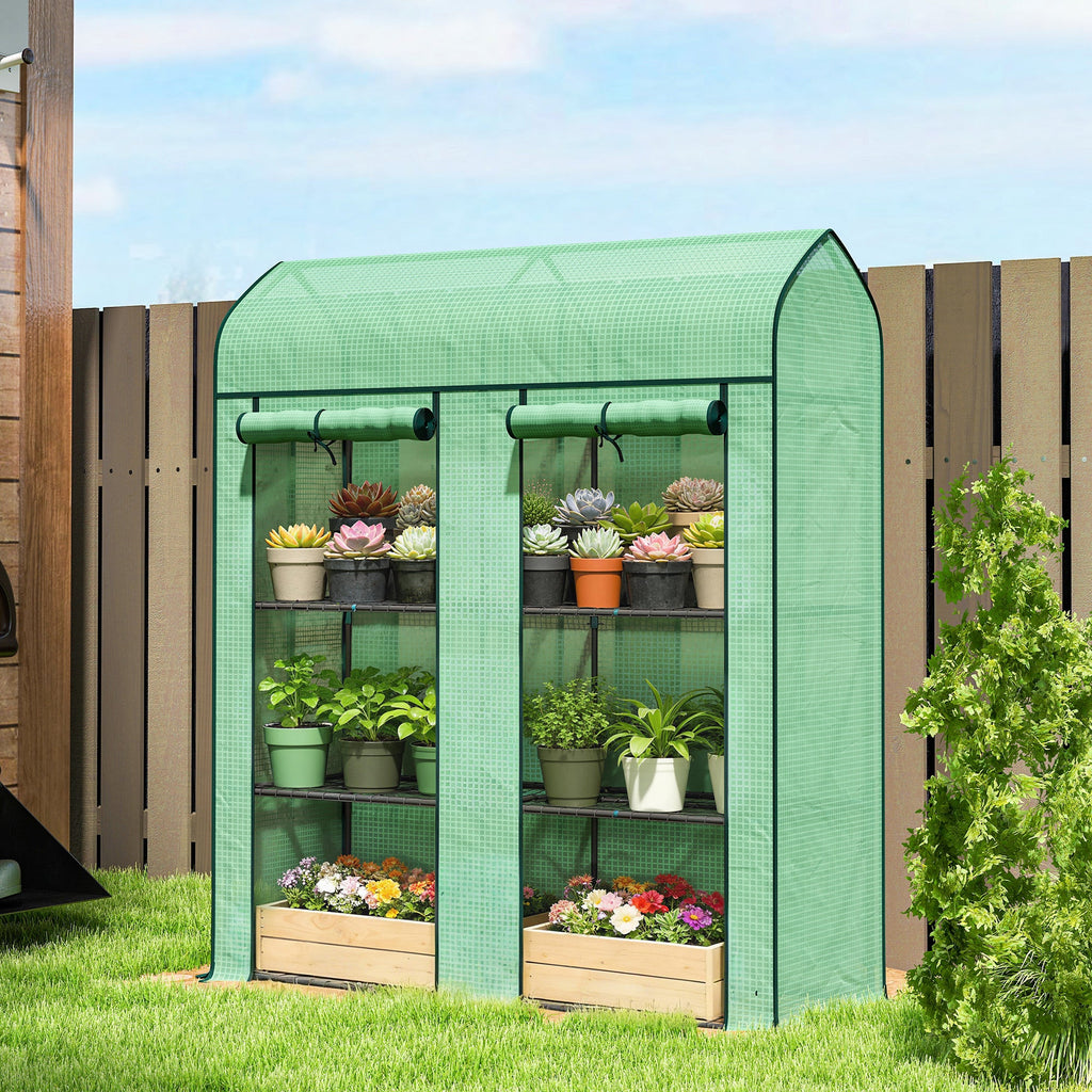 3-Tier Mini Greenhouse, 56.3" x 18.1" x 65", Green