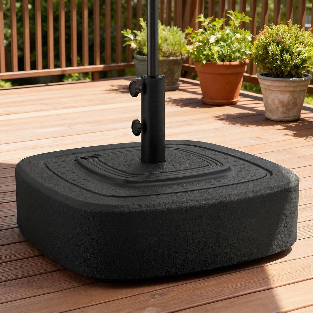 Patio Umbrella Base with Wheels, 110 lbs Sand/86 lbs Water, Black