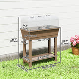 41L Self-Watering Raised Garden Bed with Lid and Shelf, Brown