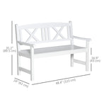 4FT 2-Seater Wooden Garden Bench with X-Shape Back, White