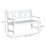 4FT 2-Seater Wooden Garden Bench with X-Shape Back, White