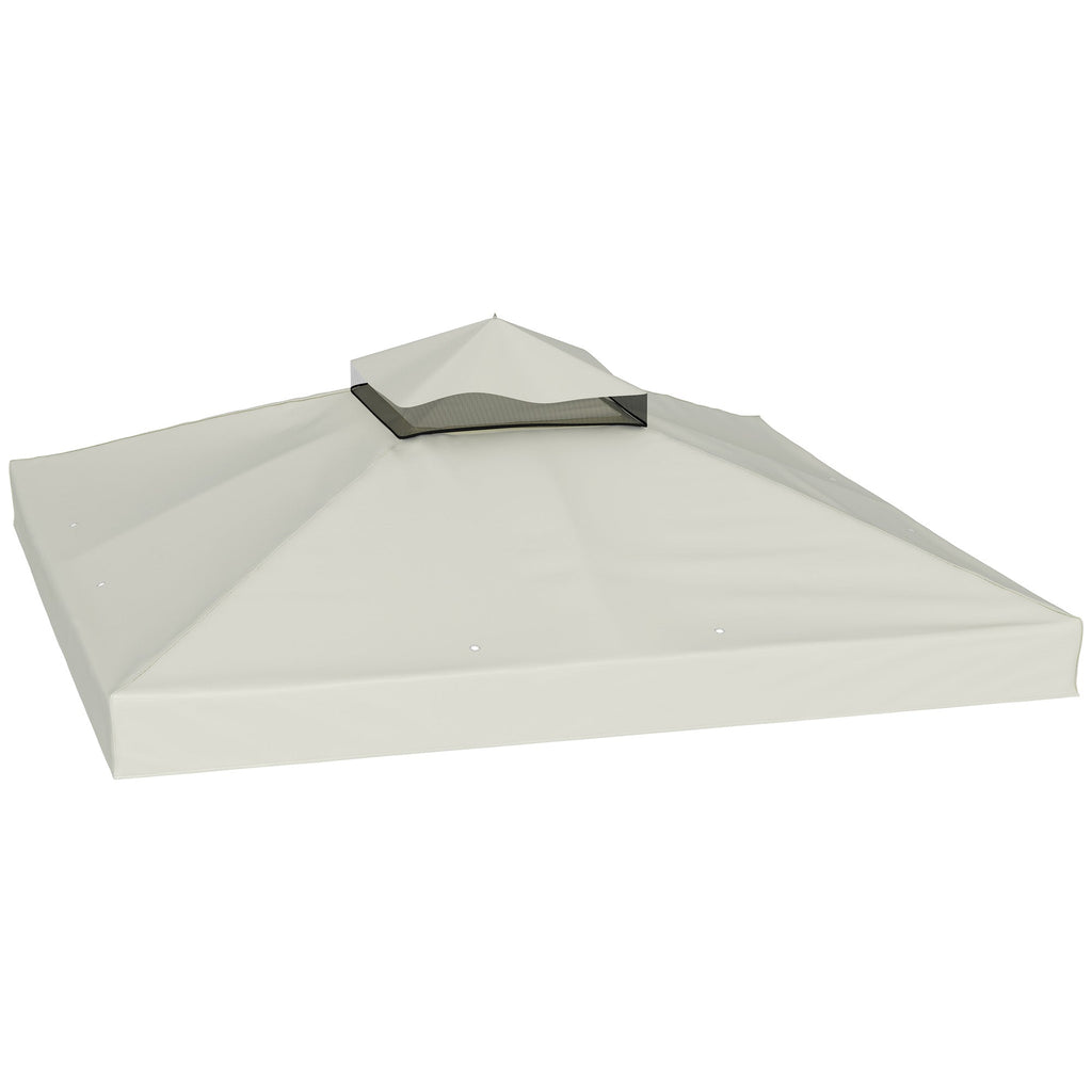 10' x 10' 2-Tier Gazebo Replacement Canopy Top Cover in Light Grey