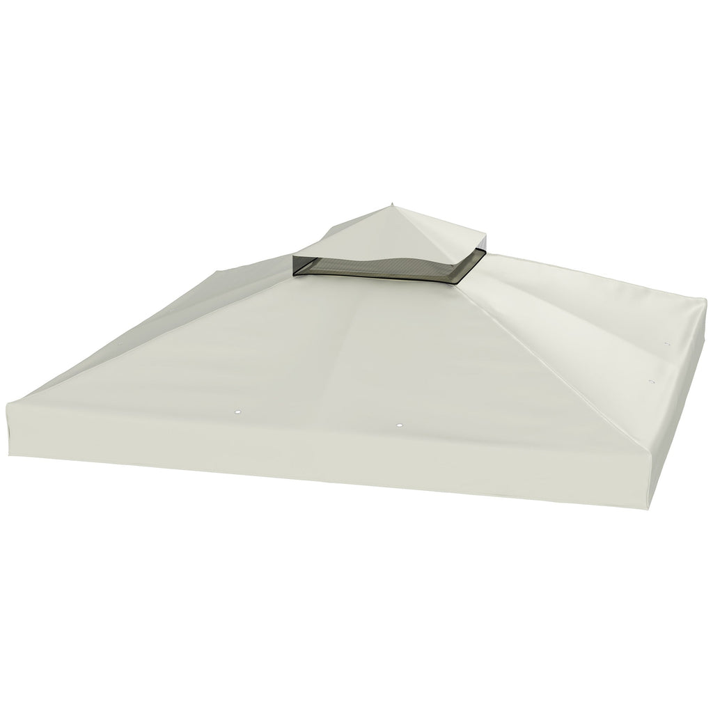 10' x 10' 2-Tier Gazebo Replacement Canopy Top Cover in Light Grey