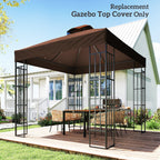 10' x 10' 2-Tier Gazebo Replacement Canopy Top Cover, Coffee