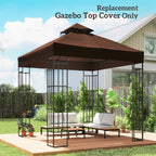 10' x 10' 2-Tier Gazebo Replacement Canopy Top Cover, Coffee