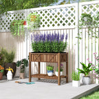 34" x 18" x 30" Wooden Raised Garden Bed with Shelf, Carbonized