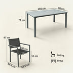 6-Seater Acacia Wood Top Dining Set with Stackable Texteline Chairs, Grey