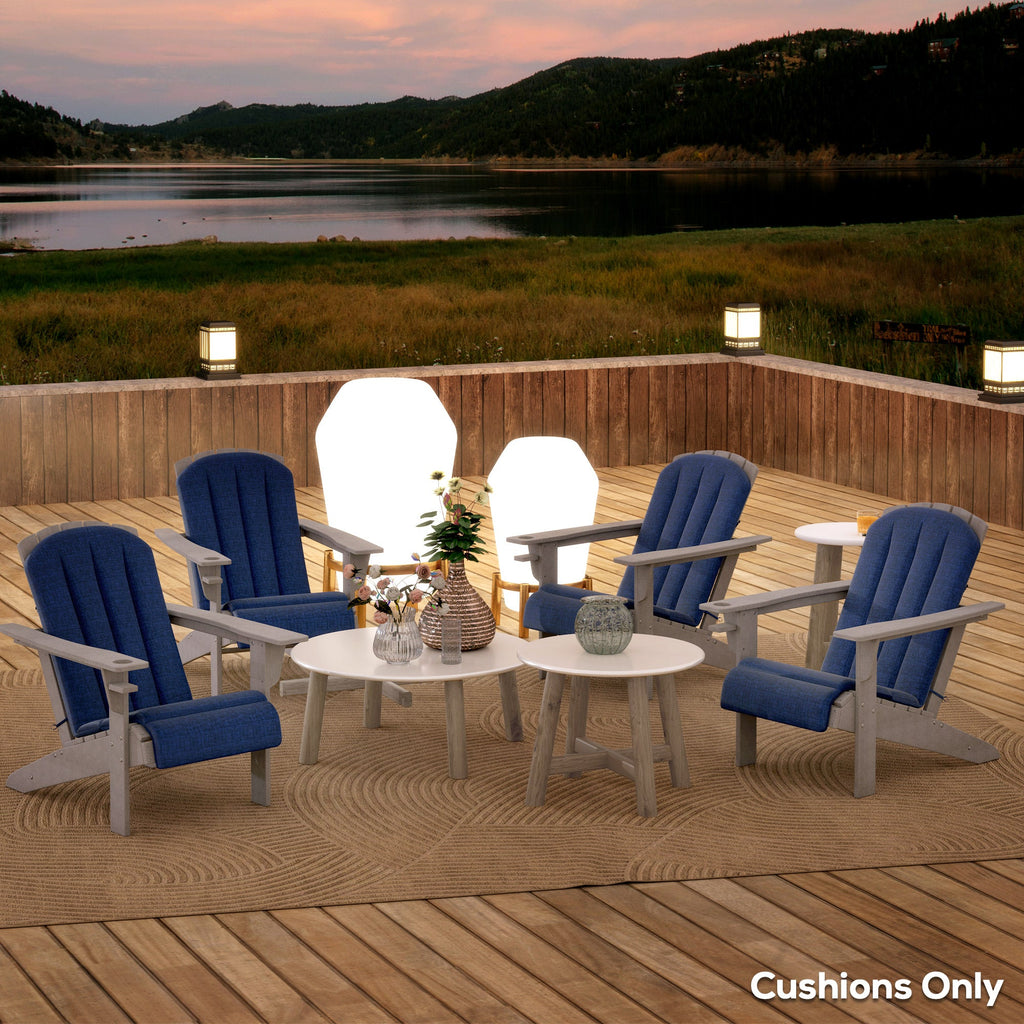 4-Piece Adirondack Chair Cushion Set with Ties, Navy Blue